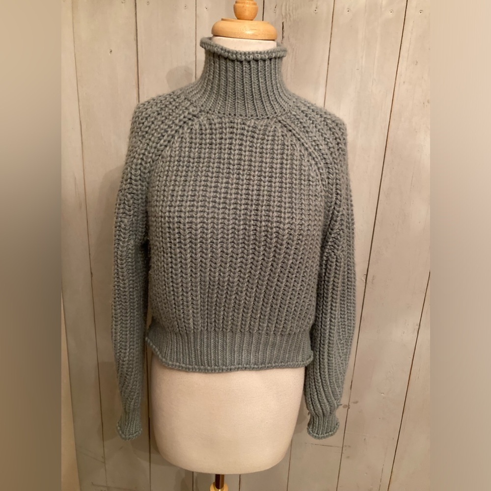 H&M Grey Mock Chunky Knit Turtleneck Sweater XS
